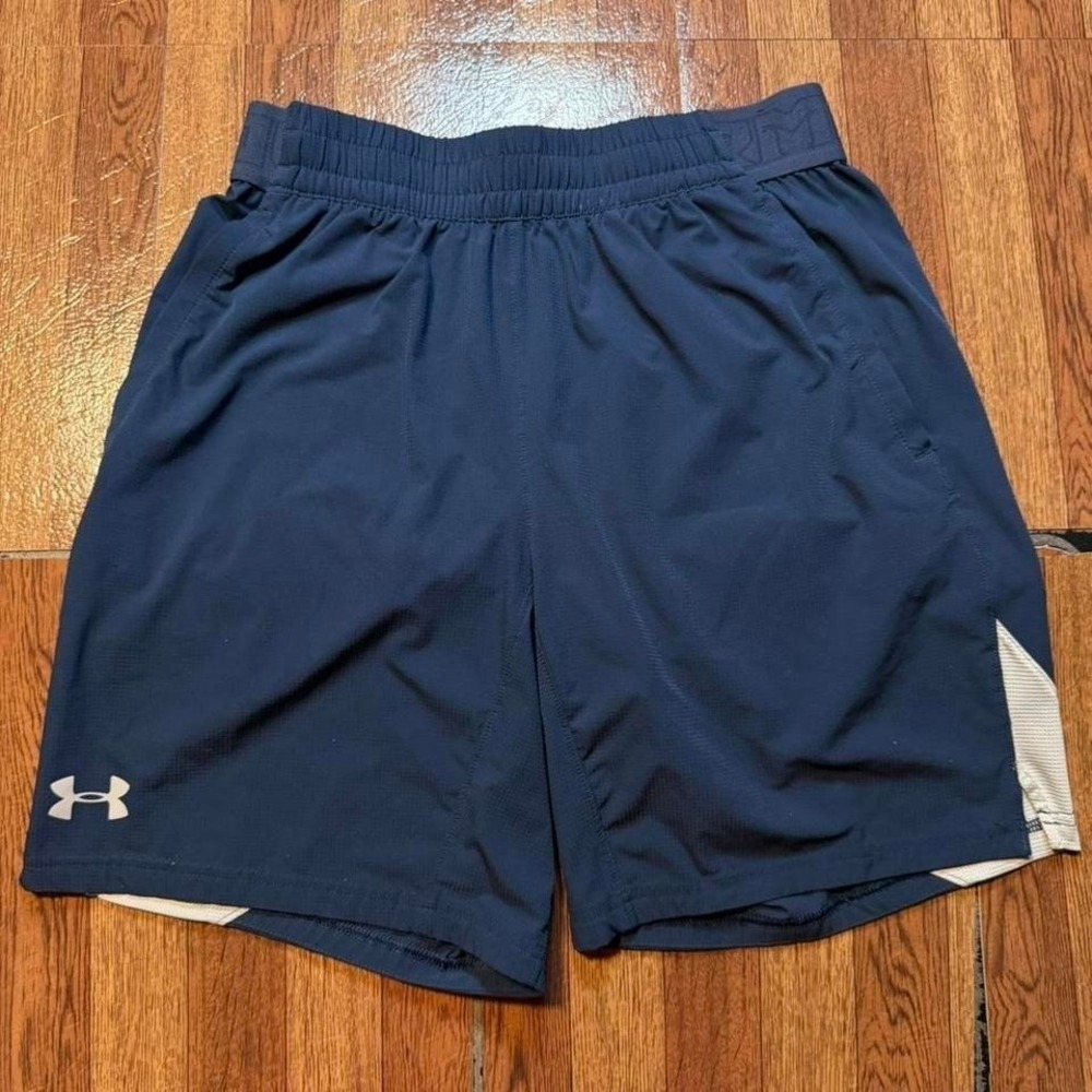 Under Armour Blue Heat‎ Tech Retro Sportswear Running Fitted Shorts Medium